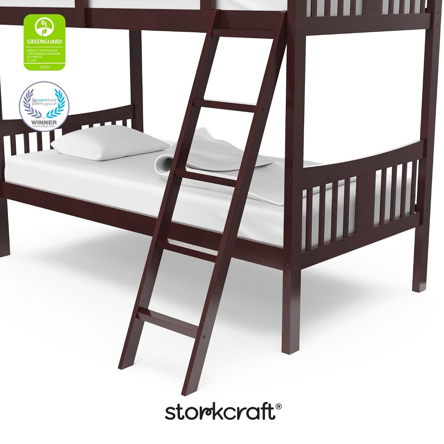 Caribou Twin-Over-Twin Bunk Bed – GREENGUARD Gold Certified Bunk Bed for Kids Bedroom, Converts to 2 Individual Twin Beds, No Box Spring Required (Espresso)