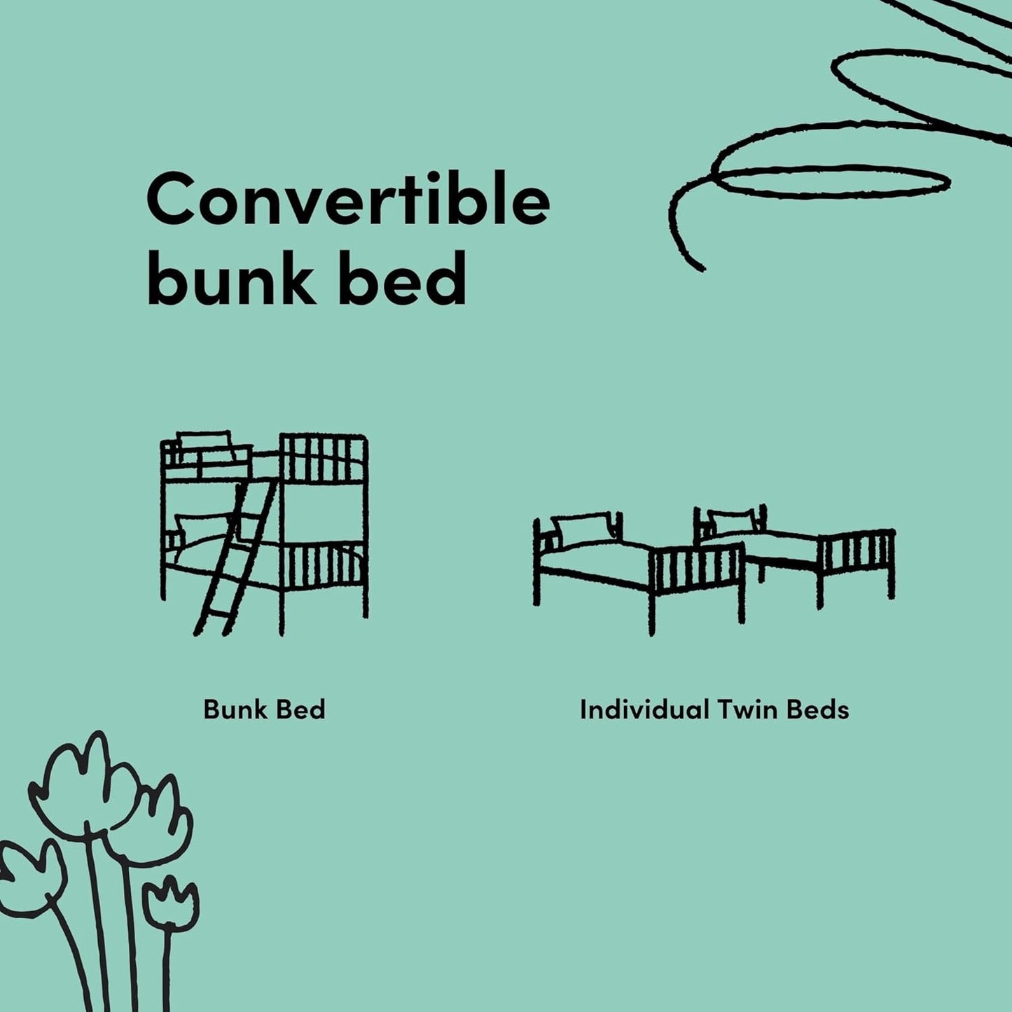 Caribou Twin-Over-Twin Bunk Bed – GREENGUARD Gold Certified Bunk Bed for Kids Bedroom, Converts to 2 Individual Twin Beds, No Box Spring Required (Espresso)