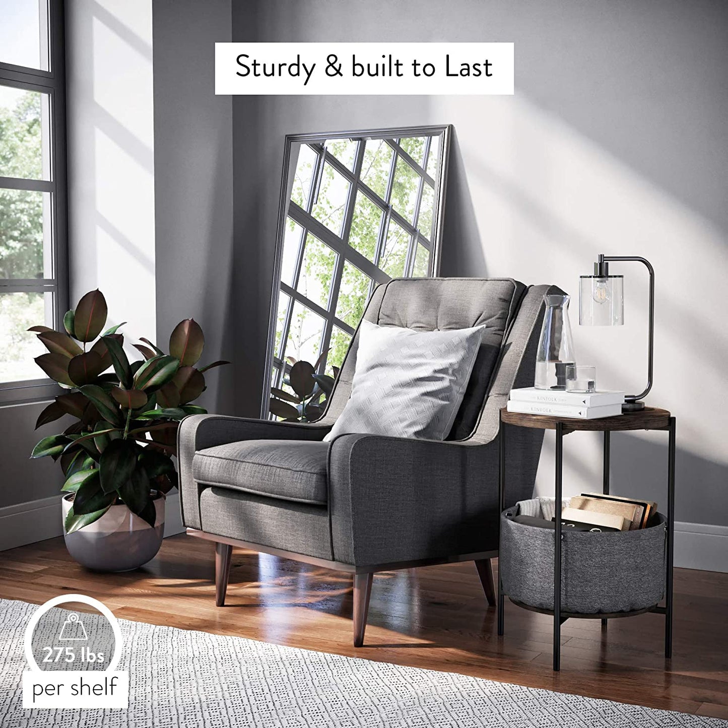 Nathan James round Modern Side Accent or End Table for Living Room and Bedroom and Nursery Room
