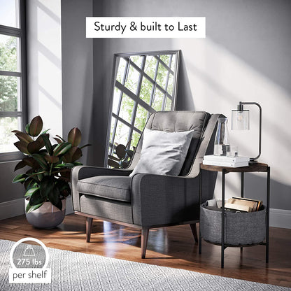 Nathan James round Modern Side Accent or End Table for Living Room and Bedroom and Nursery Room