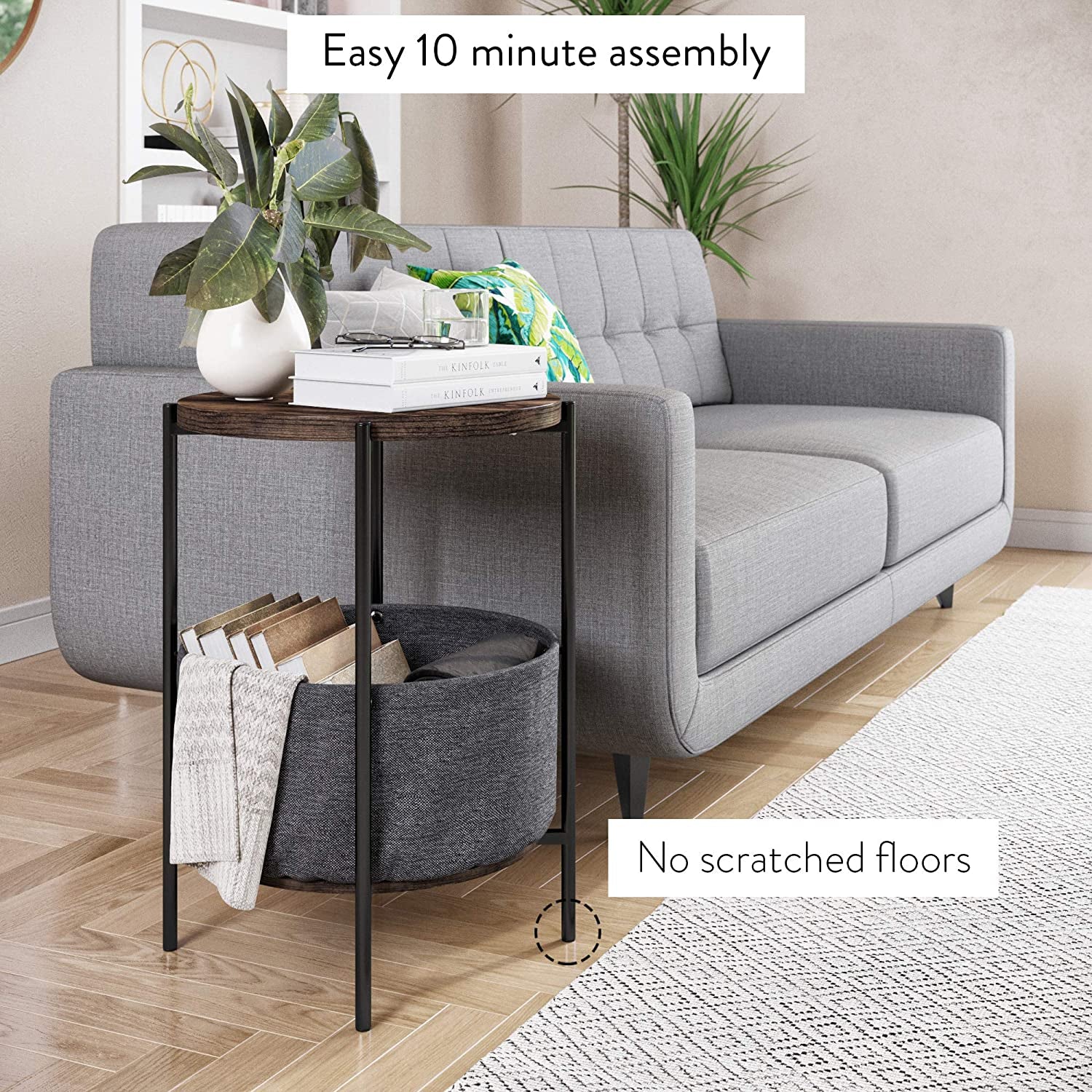 Nathan James round Modern Side Accent or End Table for Living Room and Bedroom and Nursery Room