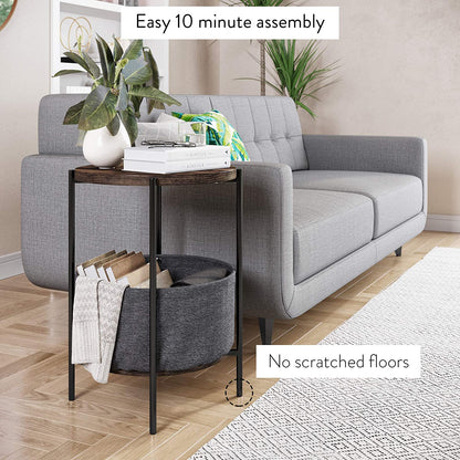 Nathan James round Modern Side Accent or End Table for Living Room and Bedroom and Nursery Room