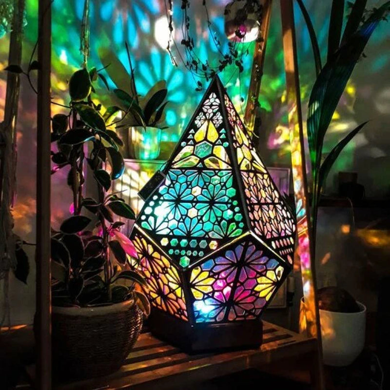 Floor Lamp- Bohemian Light Spot Diamond Lamp Hollow Bohemian Colorful Lamp