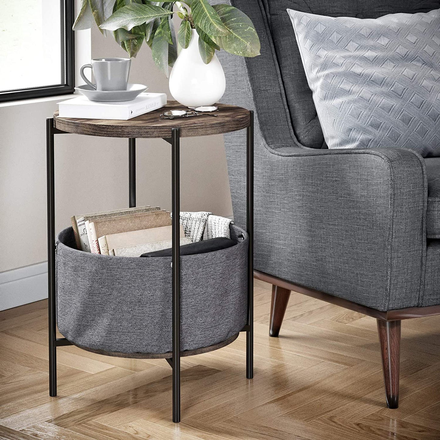 Nathan James round Modern Side Accent or End Table for Living Room and Bedroom and Nursery Room