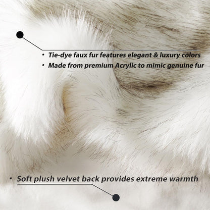 Luxury White Faux Fur Throw Blanket Long Pile with Black Tips, 51"X67", Super Warm Thick Faux Fur Blanket for Couch, Bed, Fuzzy Fluffy Elegant Cozy Blanket