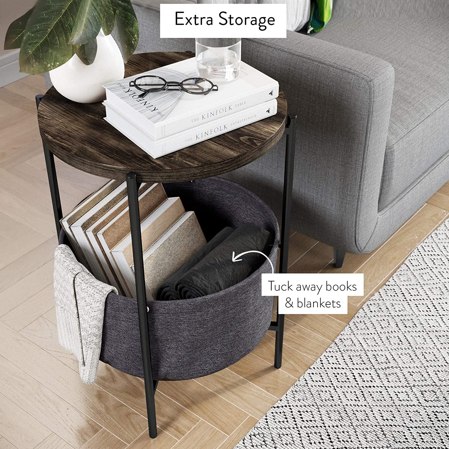 Nathan James round Modern Side Accent or End Table for Living Room and Bedroom and Nursery Room
